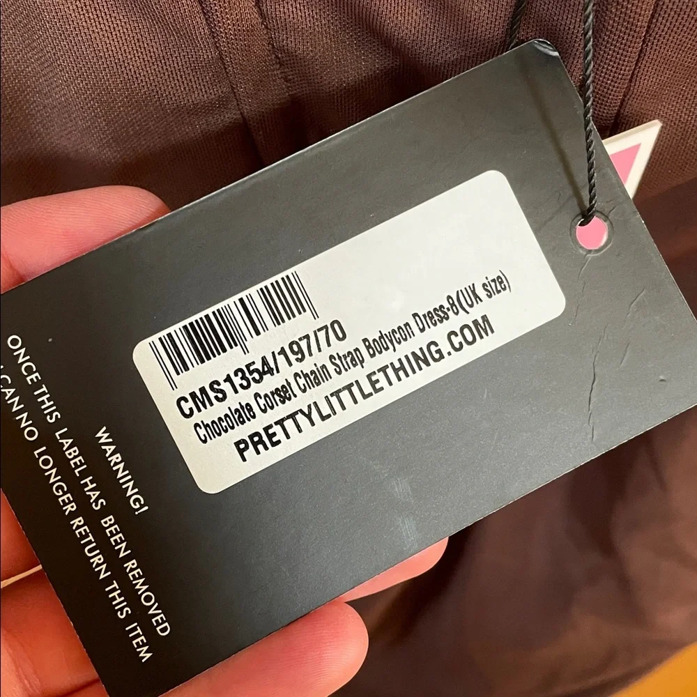 NWT Pretty Little Thing Chocolate Corset Chain Strap Bodycon Dress Size 4 - Picture 6 of 11